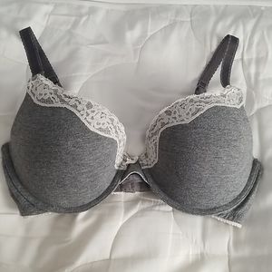 Aerie Bridget Grey and White Lace Bra